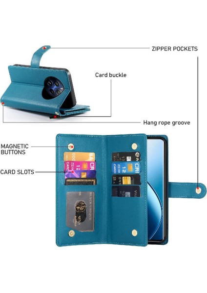 Realme 12 Pro Artı Iş Cüzdan Standı Için Flip Case Crossbody Kayış (Yurt Dışından)