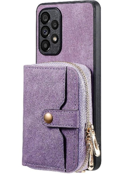 Samsung Galaxy A53 7 Kart Yuvaları Fermuar Kapatma Premium Deri Kılıf (Yurt Dışından)