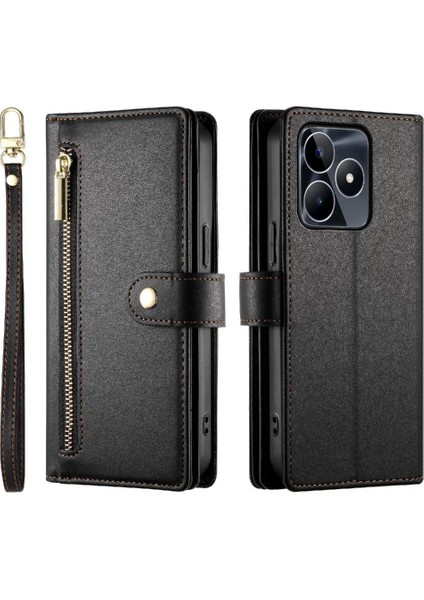 Realme C53 Çok Fonksiyonlu Crossbody Kayış Standı Cüzdan Için Flip Case (Yurt Dışından)