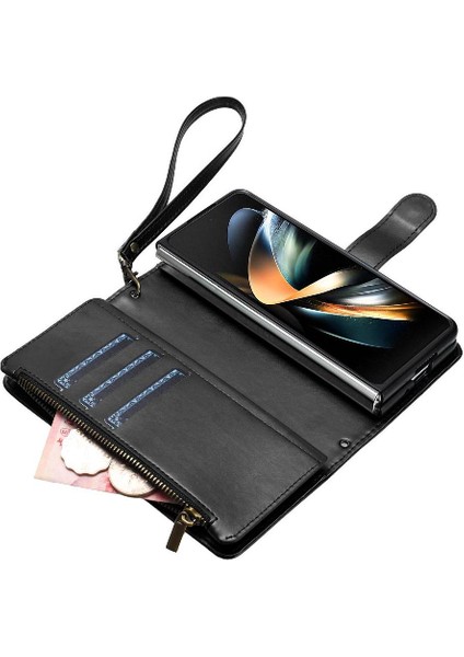 Samsung Galaxy Z Için Kılıf Fold 6 Cüzdan Fermuar Pu Deri Folio Flip Kart (Yurt Dışından)