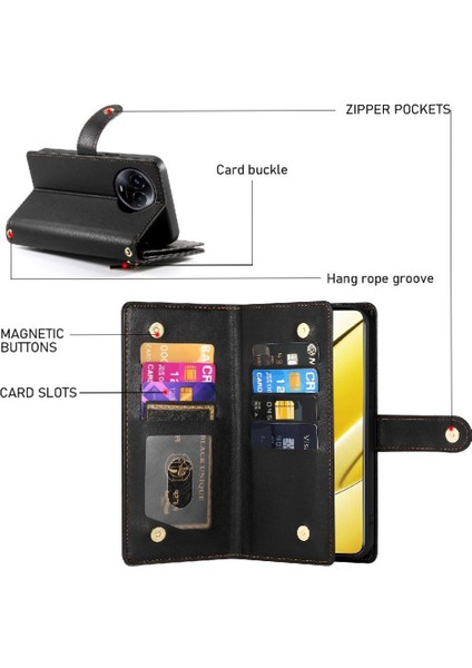 Realme 11 5g Cüzdan Çok Fonksiyonlu Standı Iş Kayışı Için Flip Case (Yurt Dışından)