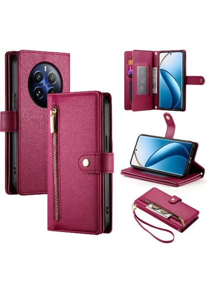 Realme 12 Pro Artı Iş Cüzdan Standı Için Flip Case Crossbody Kayış (Yurt Dışından)