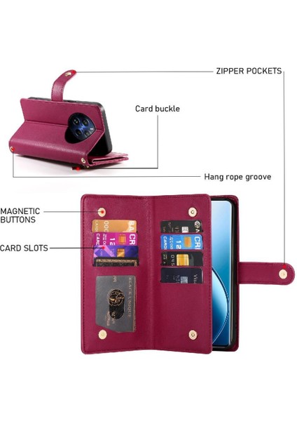 Realme 12 Pro Artı Iş Cüzdan Standı Için Flip Case Crossbody Kayış (Yurt Dışından)