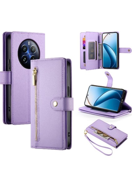 Realme 12 Pro Artı Iş Cüzdan Standı Için Flip Case Crossbody Kayış (Yurt Dışından)