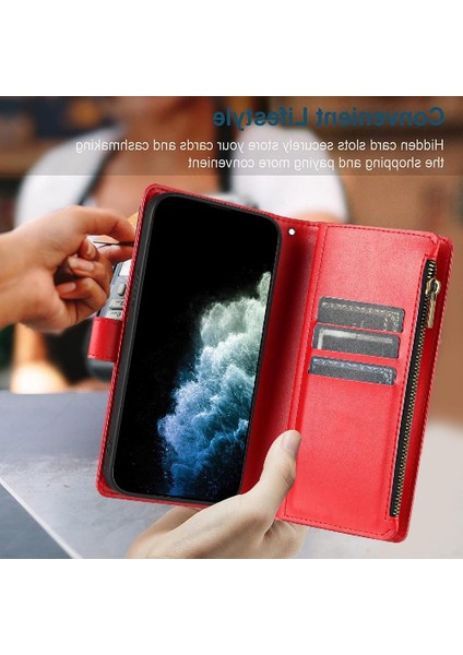 Realme 12 5g Için Kılıf Cüzdan Fermuar Pu Deri Çanta Kapak Folio Flip (Yurt Dışından)