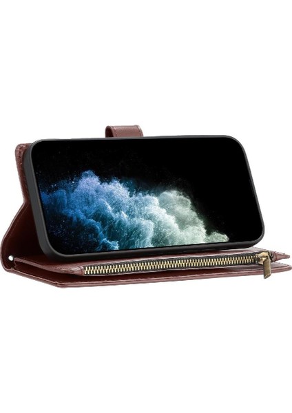 Xiaomi Redmi Için Kılıf 13 4g Cüzdan Fermuar Folio Kapak Kart Yuvaları Çanta Pu (Yurt Dışından)