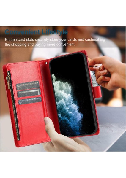 Realme C63 4g Cüzdan Fermuar Kart Yuvaları Için Kılıf Folio Çanta Kapak Çevirin (Yurt Dışından)