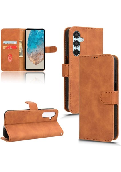 Samsung Galaxy M35 Kickstand Pu Deri Yan Toka Kartı Için Flip Case (Yurt Dışından)