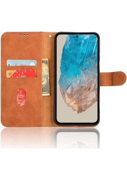 Samsung Galaxy M35 Kickstand Pu Deri Yan Toka Kartı Için Flip Case (Yurt Dışından)