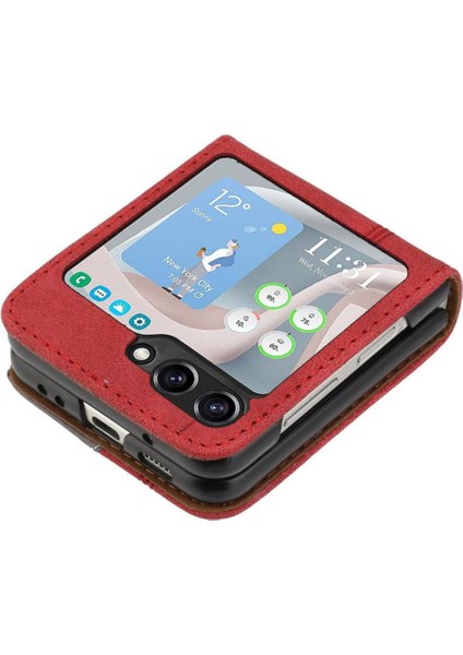 Samsung Galaxy Z Flip 6 Pu Deri Handy Standı Kart Yuvaları Kapak (Yurt Dışından)