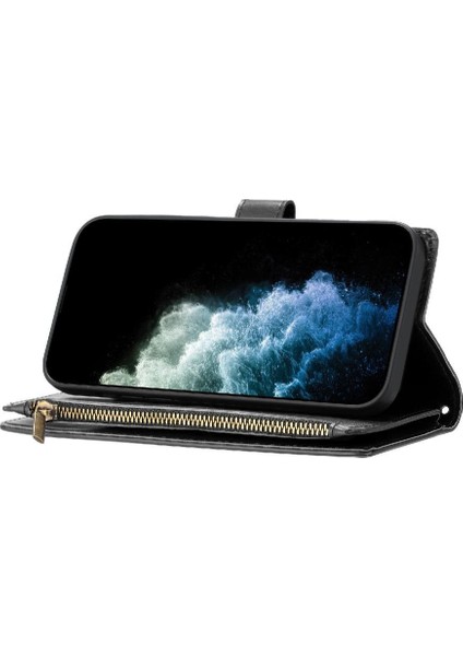 Xiaomi Poco M6 4g Pu Deri Için Kılıf Folio Kapak Cüzdan Fermuar Kart Yuvaları (Yurt Dışından)