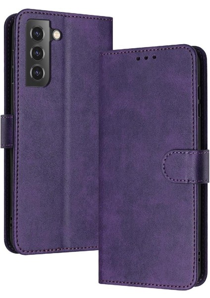Samsung Galaxy S22 Artı Pu Deri Saf Renk Kickstand Için Flip Case (Yurt Dışından)