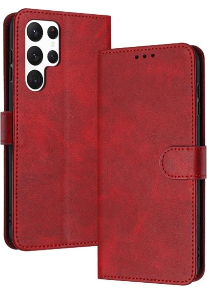 Kart Yuvası Pu ile Toka ile Samsung Galaxy S23 Ultra Için Flip Case (Yurt Dışından)