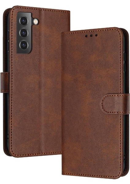 Kart Yuvası Kickstand ile Samsung Galaxy S21 Fe Saf Renk Için Flip Case (Yurt Dışından)