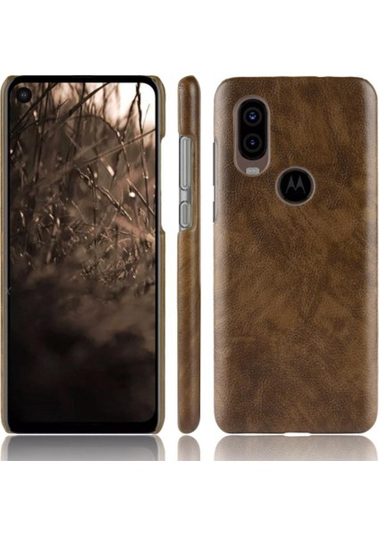 Motorola One Vision Uyumluluk Anti Scratch Retro Lychee Için Retro Kılıf (Yurt Dışından)