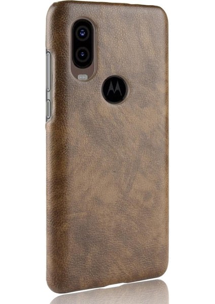 Motorola One Vision Uyumluluk Anti Scratch Retro Lychee Için Retro Kılıf (Yurt Dışından)