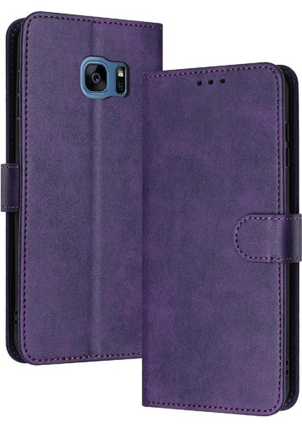 Kart Yuvası Saf Renk Pu Deri ile Samsung Galaxy S7 Için Flip Case (Yurt Dışından)