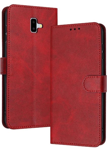 Samsung Galaxy J6 Artı Kart Yuvası Saf Renk Pu Deri ile Flip Case (Yurt Dışından)