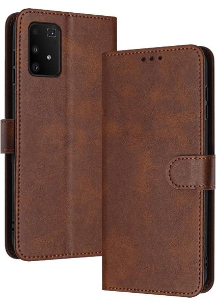 Samsung Galaxy S10 Lite Saf Renk Kickstand Pu Deri Için Flip Case (Yurt Dışından)