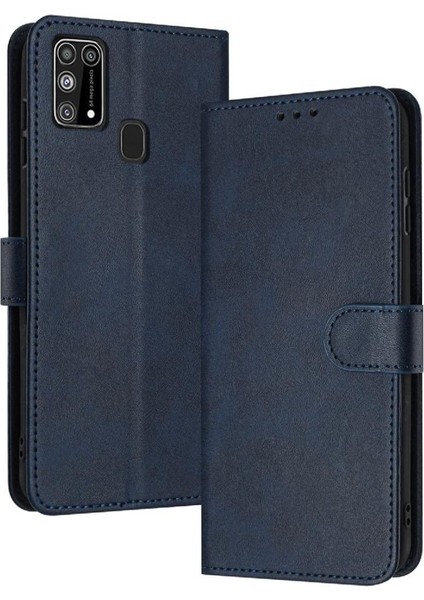 Samsung Galaxy M31S Kickstand Saf Renk Için Flip Case Kart Yuvası ile Pu (Yurt Dışından)