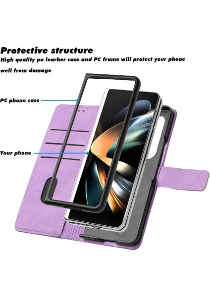 Samsung Galaxy Z Için Telefon Kılıfı Fold 6 Kickstand Manyetik Kart Yuvaları Kapak (Yurt Dışından)