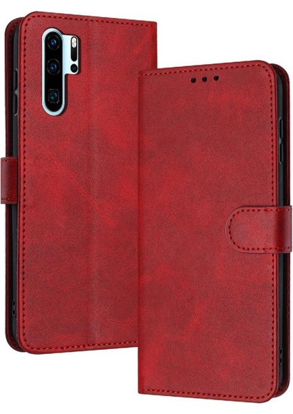Kart Yuvası ile Huawei P30 Pro Saf Renk Pu Deri Için Flip Case (Yurt Dışından)