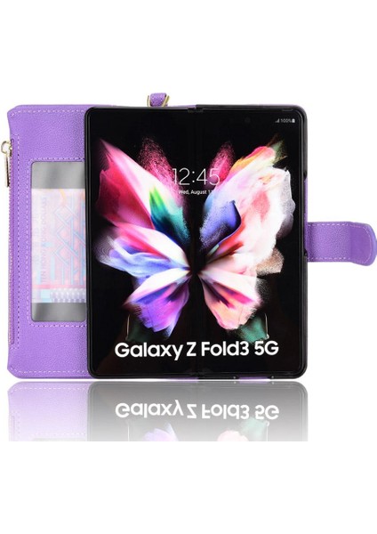 Samsung Galaxy Z Için Kılıf Fold 3 Kart Tutucu Manyetik Pu Deri Flip (Yurt Dışından)