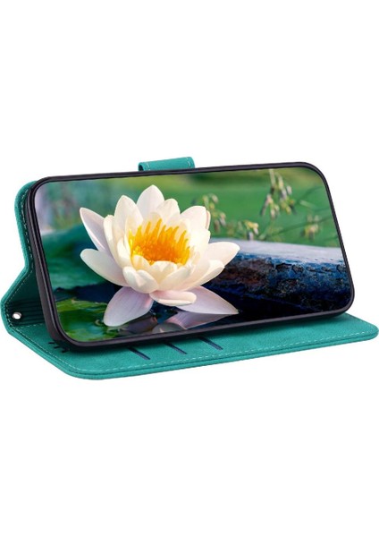 Realme C63 Kickstand Manyetik Kickstand Kabartma Lotus Için Flip Case (Yurt Dışından)