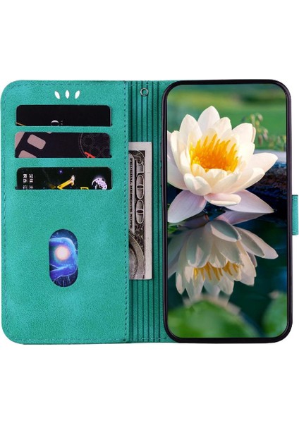 Realme C63 Kickstand Manyetik Kickstand Kabartma Lotus Için Flip Case (Yurt Dışından)