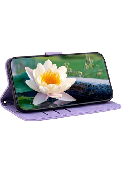 Manyi Mall Tecno Camon 30 4g/5g Manyetik Kickstand Kabartma Lotus Için Flip Case (Yurt Dışından)