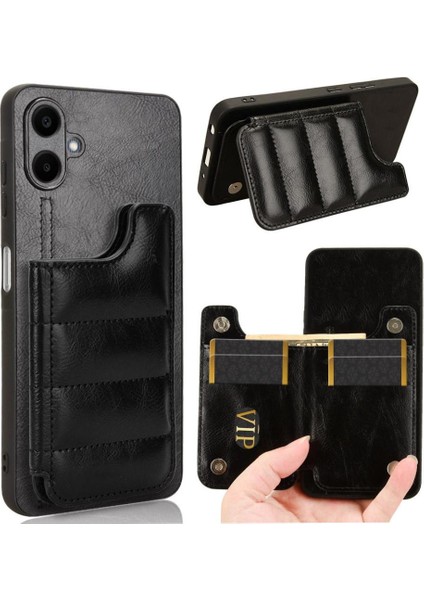 Samsung Galaxy A06 Vegan Pu Deri Kart Yuvası Kickstand Için Cüzdan Kılıf (Yurt Dışından)