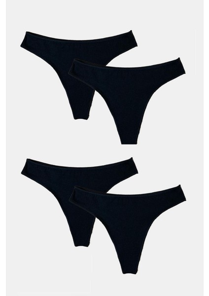 186 4'lü Paket Kadın Modal Düşük Bel Iz Yapmayan String & Tanga