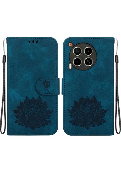 Tecno Camon 30 4g/5g Manyetik Kickstand Kabartma Lotus Için Flip Case (Yurt Dışından)