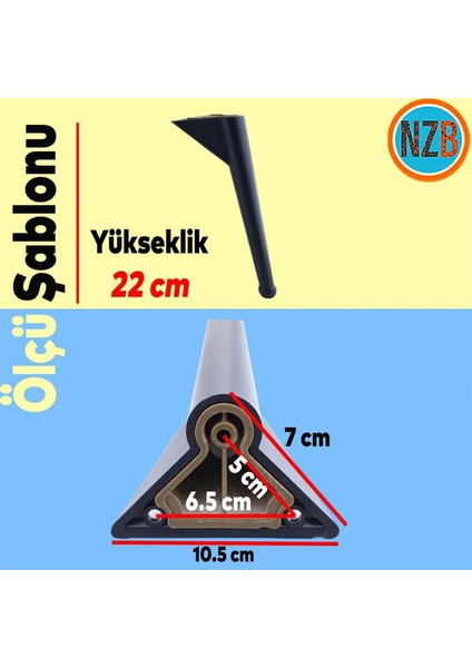 Mobilya Yükseltici Kanepe Sehpa Tv Ünitesi Koltuk Ayağı 22 cm Siyah Baza Ayak
