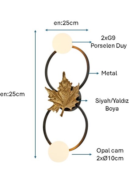 Siyah/Sarı Yaldız Boyalı Armatür Plc-1219-Ap-Bsy