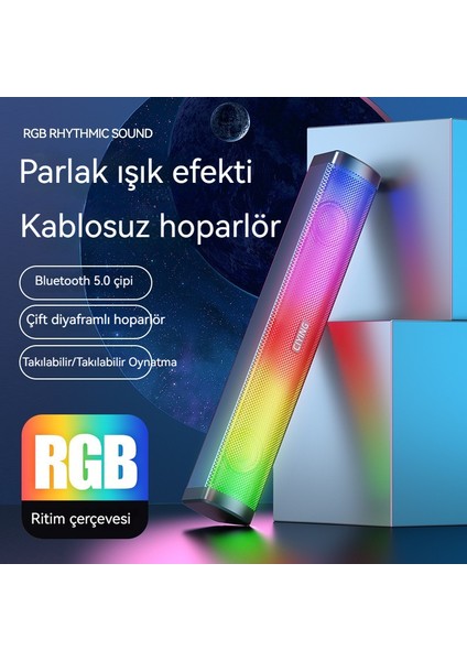 Kablosuz Bluetooth Hoparlör Akıllı Bas Ritim Rgb Fener Uzun Şeritli Araç Bilgisayar Kartı Küçük Ses (Yurt Dışından)