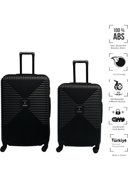 Bowtie Abs Orta ve Büyük Boy 2'li Valiz Seti