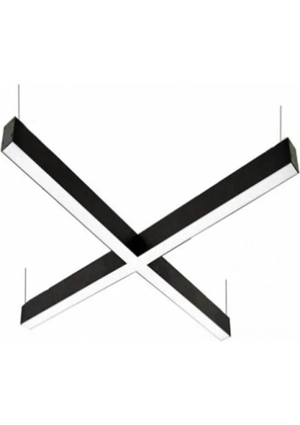 Lineer Aydınlatma LED Armatür Siyah - Günışığı 3000-3200K - Çap : 100 x 100 cm (2m) - 64W - 8320LM