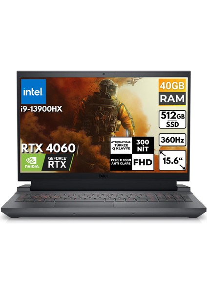 G15 5530 I9-13900HX 40-Gbddr5 512 GB SSD Rtx 4060 15.6" Fhd Freedos Taşınabilir Bilgisayar G155530017U BT48