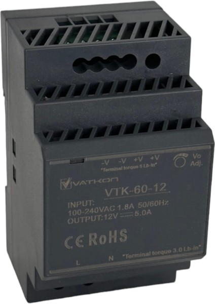 Vtk-60-12 / 12V, 5A Otomat Tipi Güç Kaynağı