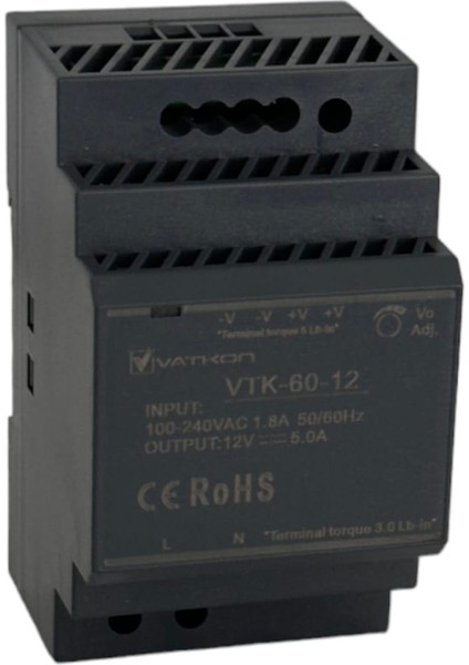 Vtk-60-12 / 12V, 5A Otomat Tipi Güç Kaynağı