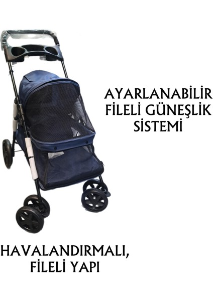 Evcil Hayvan Arabası 74,5 x 46,5 x 97,5 cm Lacivert Max 15 kg