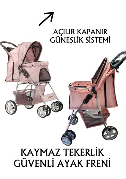 Evcil Hayvan Arabası 82 x 46 x 99 cm Pembe Max 15 kg