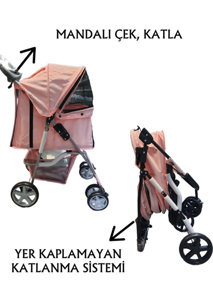 Evcil Hayvan Arabası 82 x 46 x 99 cm Pembe Max 15 kg