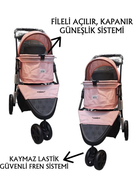 Evcil Hayvan Arabası 86x46x94,5cm Pembe Max 15 Kg