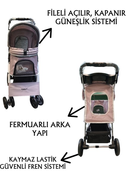 Evcil Hayvan Arabası 78 x 46 x 99,54 cm Pembe Max 15 kg