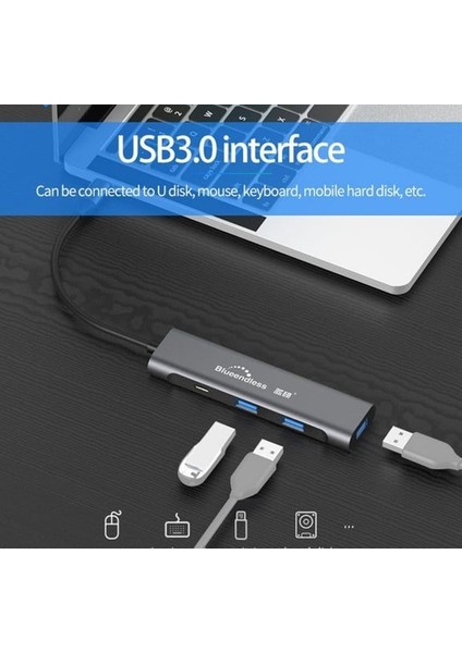 Type C To HDMI 2 Adet USB 3.0 ve Pd 60W Usb-C Çoklu Bağlantı Adaptörü 4 In 1 Hub H401