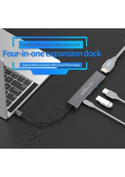 Type C To HDMI 2 Adet USB 3.0 ve Pd 60W Usb-C Çoklu Bağlantı Adaptörü 4 In 1 Hub H401