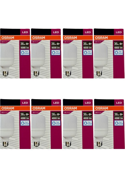 36W (197W) 6500K (Beyaz Işık) E27 Duylu LED Torch Ampul (8 Adet)