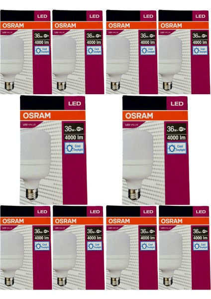 36W (197W) 6500K (Beyaz Işık) E27 Duylu LED Torch Ampul (10 Adet)